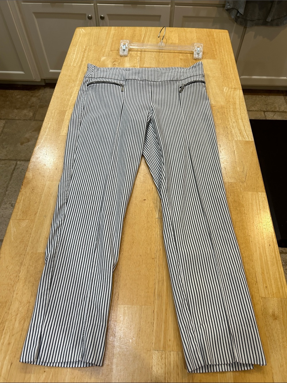 Carolina Belle Black and White Pinstriped Chinos